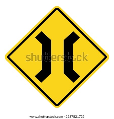 Warning Road Signs - Narrow Bridge Ahead. Royalty-Free Stock Photo #2287821733
