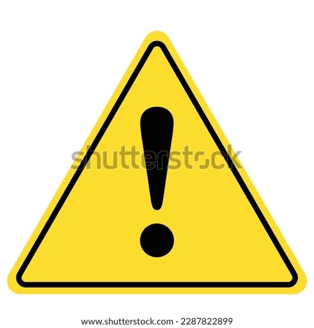 Exclamation mark icon, hazard warning attention sign, danger and caution symbol, error logo, risk graphic, flat style vector illustration for web, app, mobile. Yellow color triangle clip art isolated.