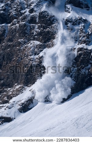 dangerous area at a sunny spring day in the alps, the hohe tauern national park in austria, with avalanches Royalty-Free Stock Photo #2287836403