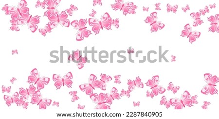 Romantic pink butterflies flying vector illustration. Spring ornate moths. Simple butterflies flying baby wallpaper. Sensitive wings insects patten. Garden beings.