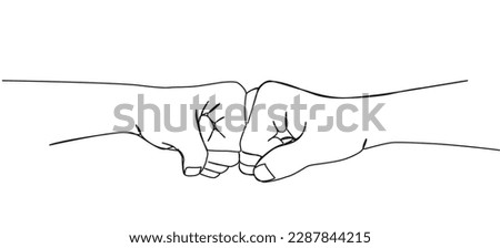 continuous single line drawing of two people doing a fist bump, line art vector illustration Royalty-Free Stock Photo #2287844215