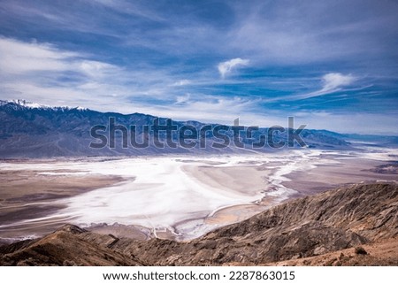 Dante's View in Death Valley. Mountain and salty Area in Background. Dante's View provides a panoramic view of the southern Death Valley basin. Royalty-Free Stock Photo #2287863015