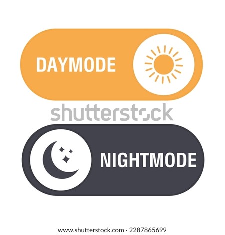 Daymode and nightmode switch button. Light and dark theme. Vector illustration Royalty-Free Stock Photo #2287865699