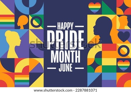 Happy Pride Month. LGBT. June. Holiday concept. Template for background, banner, card, poster with text inscription. Vector EPS10 illustration Royalty-Free Stock Photo #2287881071