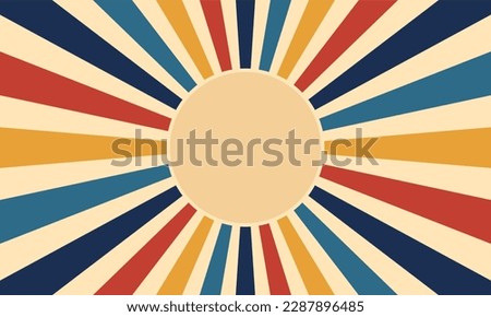 Retro background with rays or stripes in the center. Sun burst grunge blue background. Vector illustration