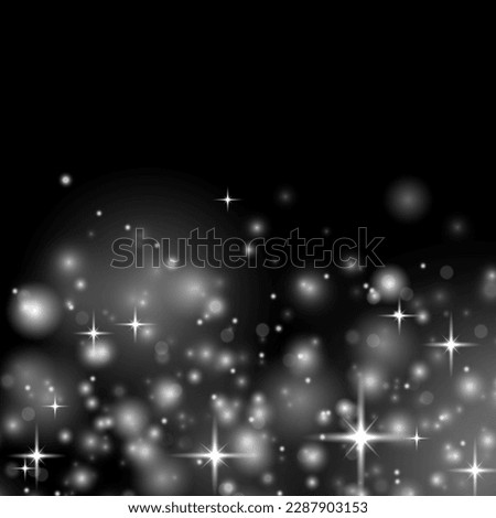 Defocused Christmas background. Star burst white sparkles. Magic sparks glitter special blur bokeh effect. Sparkling magical dust particle. Lens flare light sparkle, shiny glittering glow stars vector