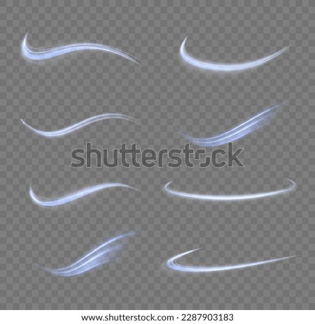 Light sparkling effect. Dynamic waves. Luminous shiny lines of speed. Magic speed flying trails of shine, bright shimmer particles fly. Blue glowing motion line. Sparkle twist vector illustration