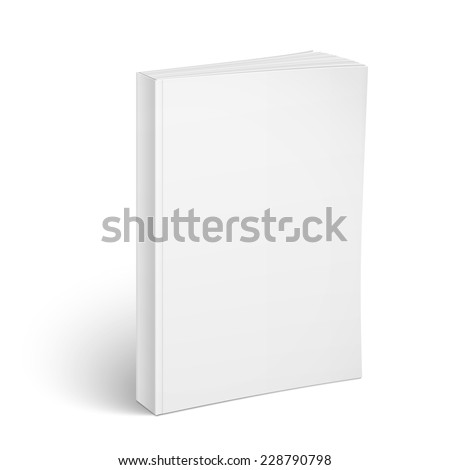 Blank vertical softcover book template standing on white surface  Perspective view. Vector illustration. Royalty-Free Stock Photo #228790798