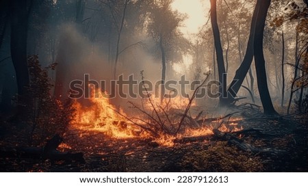 Forest fire in the mountains Royalty-Free Stock Photo #2287912613