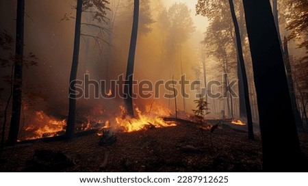 Forest fire in the mountains Royalty-Free Stock Photo #2287912625