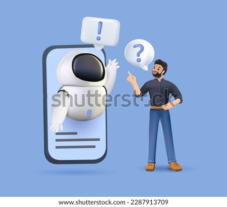 3D robot chatbot in smartphone voice application abstract concept 3D render vector illustration. Chatbot voice controlled virtual assistant, machine self learning and customer service, AI in ecommerce Royalty-Free Stock Photo #2287913709