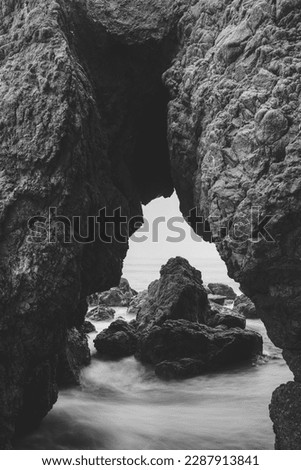 Malibu California Black and White Ocean Beach Rocks Minimal and Peaceful Calming Fine Art Oceanic Lifestyle Photography 