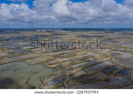 Aerial picture of the Guérande salt marshes in the Loire-Atlantique department in French Brittany