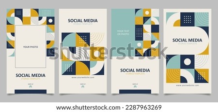 Set of social media stories templates with abstract geometric design elements. Vertical rectangle layout design for social media story, vertical video, web banner, business card, etc. Royalty-Free Stock Photo #2287963269