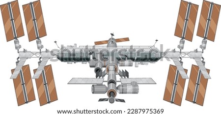 International Space Station (ISS) on White Background illustration
