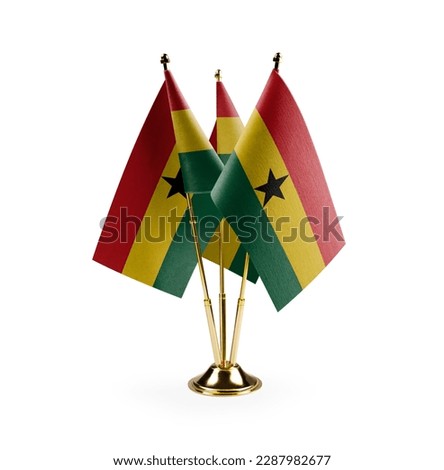 Small national flags of the Ghana on a white background.