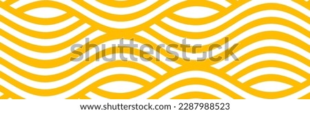 Yellow instant noodle, pasta and spaghetti texture with geometric wavy lines. Ramen, pasta vector pattern. Background abstract food illustration Royalty-Free Stock Photo #2287988523