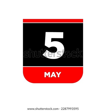 5th May calendar Vector page. 5 May day icon.