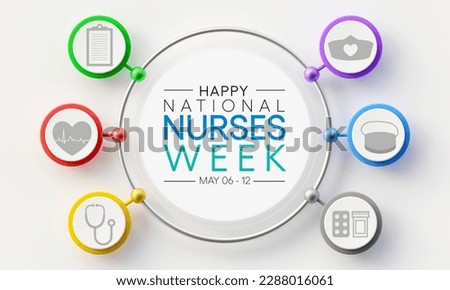 National Nurses week is observed in United states from May 6 to 12 of each year, to mark the contributions that nurses make to society. 3D Rendering
