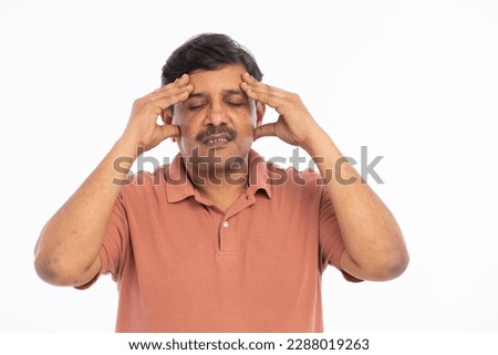 Indian asian old man having pain or ache in different body parts, sad expressions Royalty-Free Stock Photo #2288019263