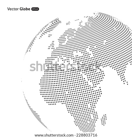 Vector abstract dotted globe, Central heating view on Europe and Africa Royalty-Free Stock Photo #228803716