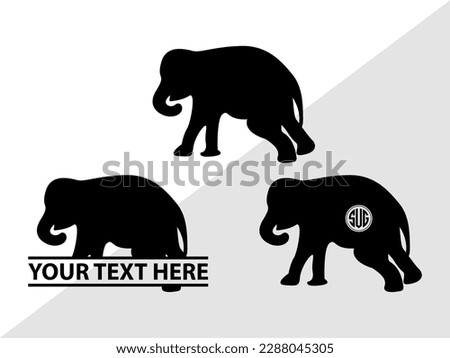 Elephant Monogram Vector Illustration Silhouette