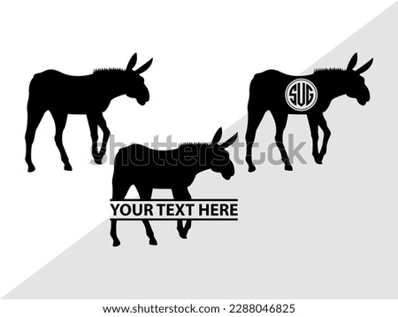Donkey Monogram Vector Illustration Silhouette