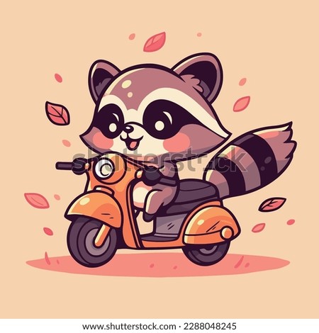 A raccoon on a scooter with leaves on it.