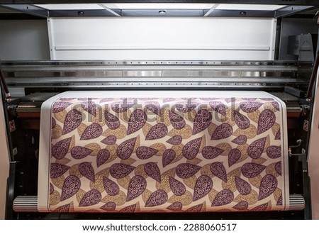 Digital Textile Printing Machine. Large Format Dye Sublimation Textile Fabric Heat Transfer Printer Royalty-Free Stock Photo #2288060517