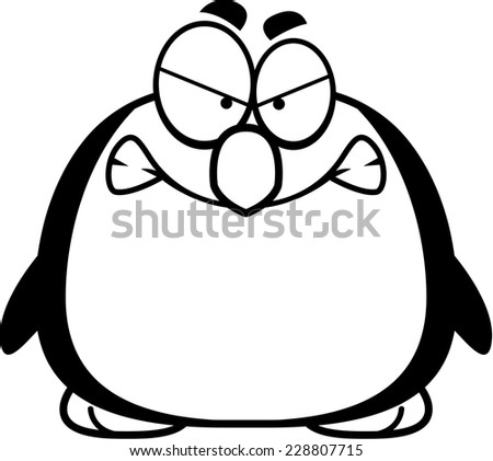 A cartoon illustration of a penguin looking angry.