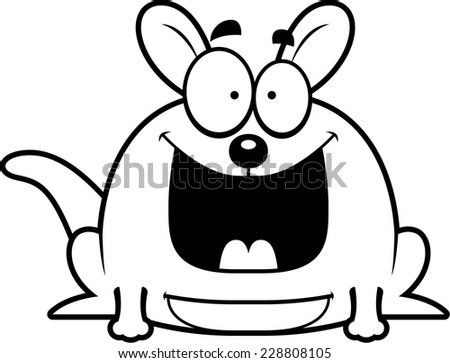 A cartoon illustration of a little kangaroo looking happy.