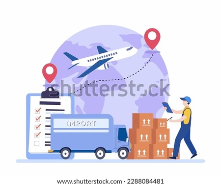 Air transportation, international Export and Import, Logistics Worldwide Distribution. delivery service concept.