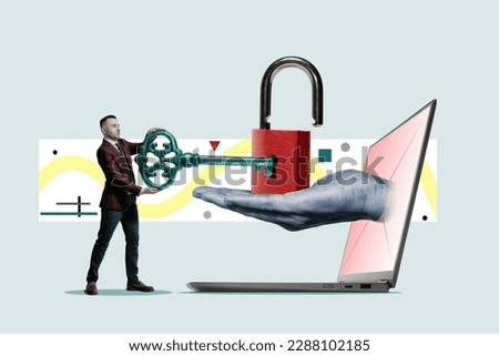 Metaphor for hacking personal data on a computer and on a network. Art collage. Royalty-Free Stock Photo #2288102185