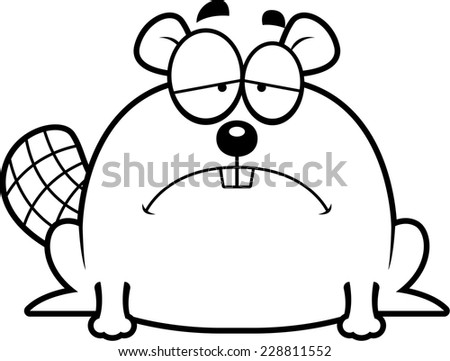 A cartoon illustration of a beaver looking depressed.
