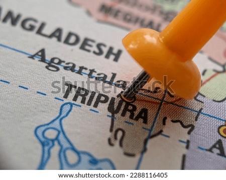 closeup picture of indian state tripura highlighted in the map