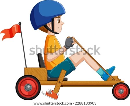 Boy driving Billy cart illustration