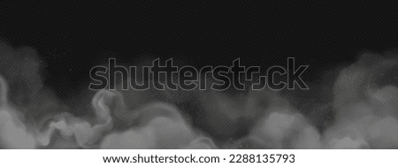 Ash powder fog on black transparent background. Smoke cloud texture vector effect. Fog dust air illustration. Isolated realistic dark mist steam abstract design. Gray coal particle flow backdrop Royalty-Free Stock Photo #2288135793
