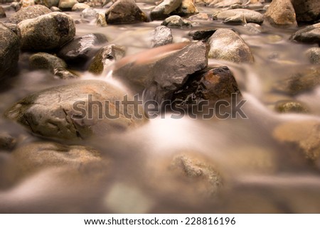 Flowing water in mountain stream - long exposure -