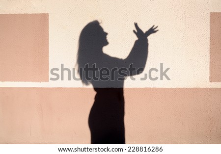 the girl's shadow on a wall