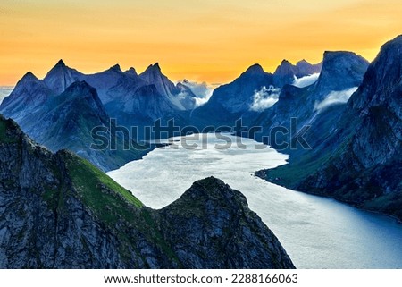 Midnight Scene at The Lofoten Islands - Norway Royalty-Free Stock Photo #2288166063