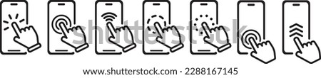 Hand touch screen smartphone. Click on the smartphone. Electronic device art Royalty-Free Stock Photo #2288167145
