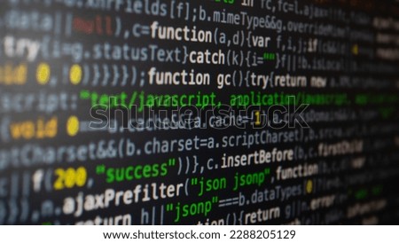 Computer program code on a black background. Close-up. High quality photo