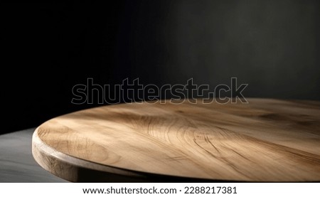 Empty beautiful round wood table  top counter on  interior in clean and bright with shadow background, Ready,white background, for product montage

