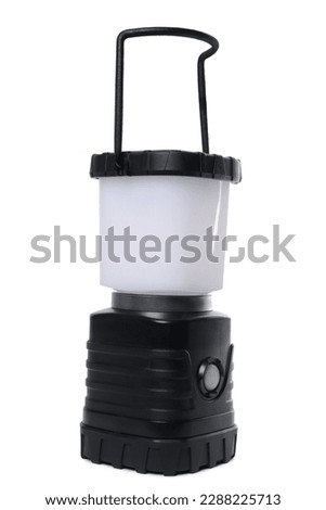 Camping lantern isolated on white. Military training equipment