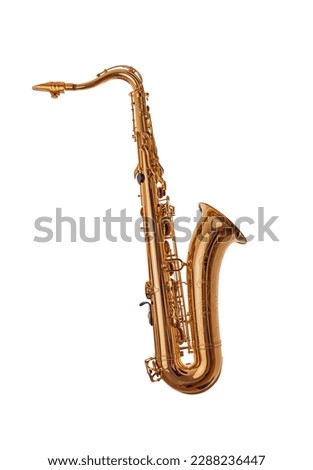 Saxophone isolated on a white background. Golden Saxophone. Royalty-Free Stock Photo #2288236447
