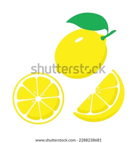 Lemon vector icon. Arrange fresh lemons and slices. Isolated on a white background.

