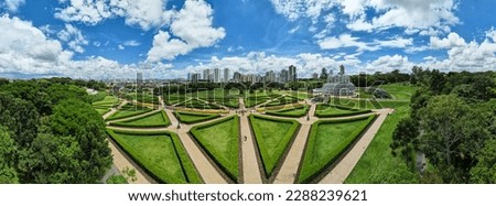 Aerial view of the Greenhouse at the Botanical Garden of Curitiba, Paraná, Brazil. Royalty-Free Stock Photo #2288239621
