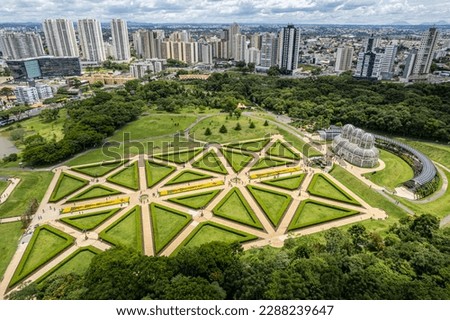 Aerial view of the Greenhouse at the Botanical Garden of Curitiba, Paraná, Brazil. Royalty-Free Stock Photo #2288239647