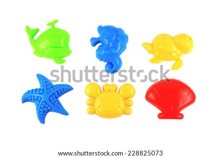 Baby beach sand toys Isolated on white background Royalty-Free Stock Photo #228825073