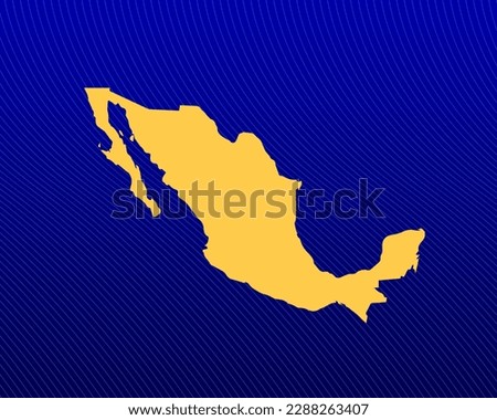 Blue gradient background, Yellow Map and curved lines design of the country Mexico - vector illustration